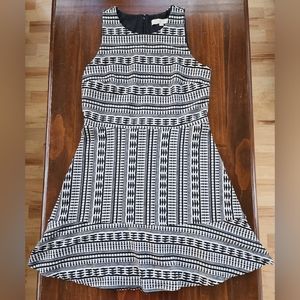 Loft  Geo Print Textured Flare Dress